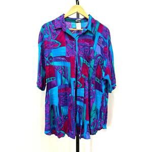 Touche LA Vintage 100% Rayon Button-Up Shirt Size 18w